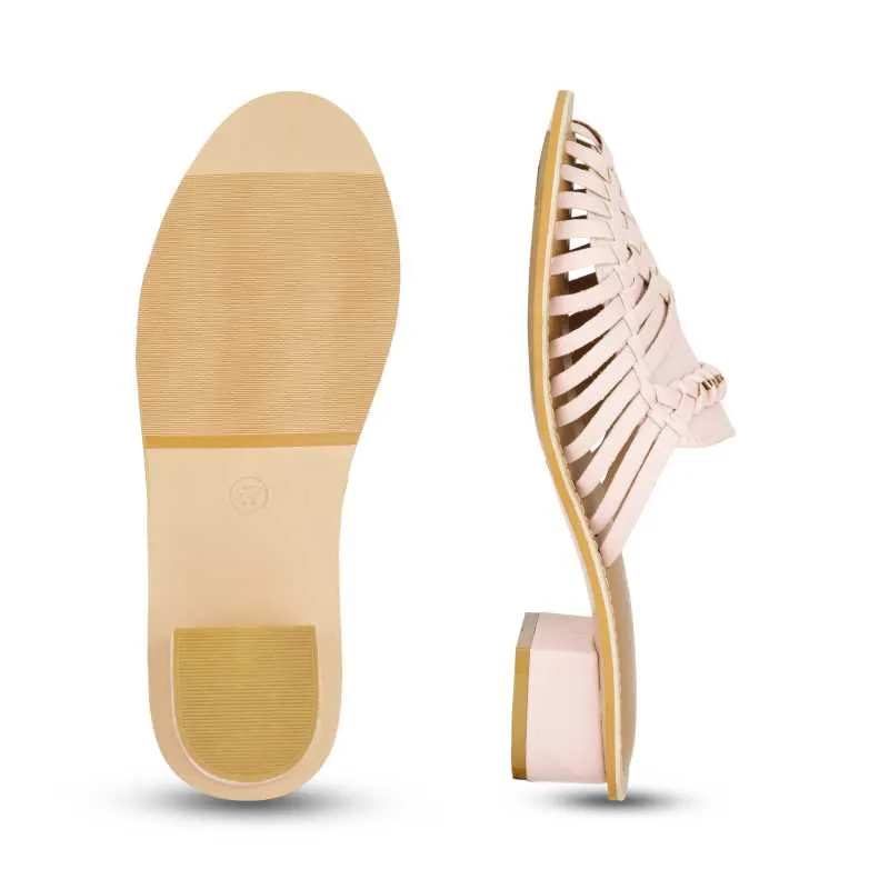 Samurra Baby Pink Heeled Huarache Mules - 1.5" Heels