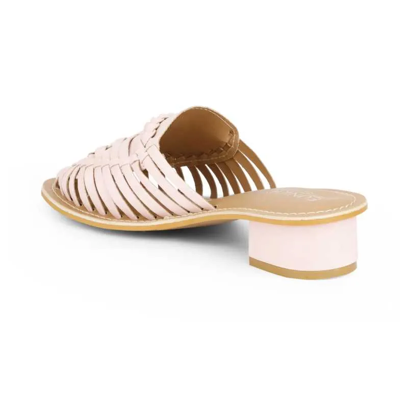 Samurra Baby Pink Heeled Huarache Mules - 1.5" Heels