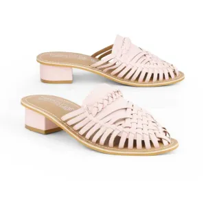 Samurra Baby Pink Heeled Huarache Mules - 1.5" Heels
