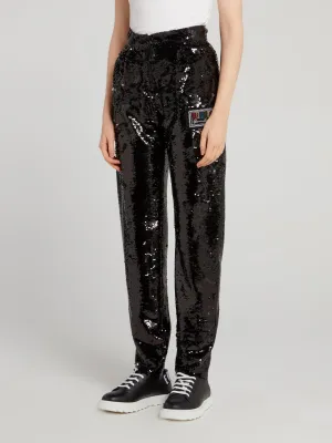 Sequin Embellished Jersey Pants