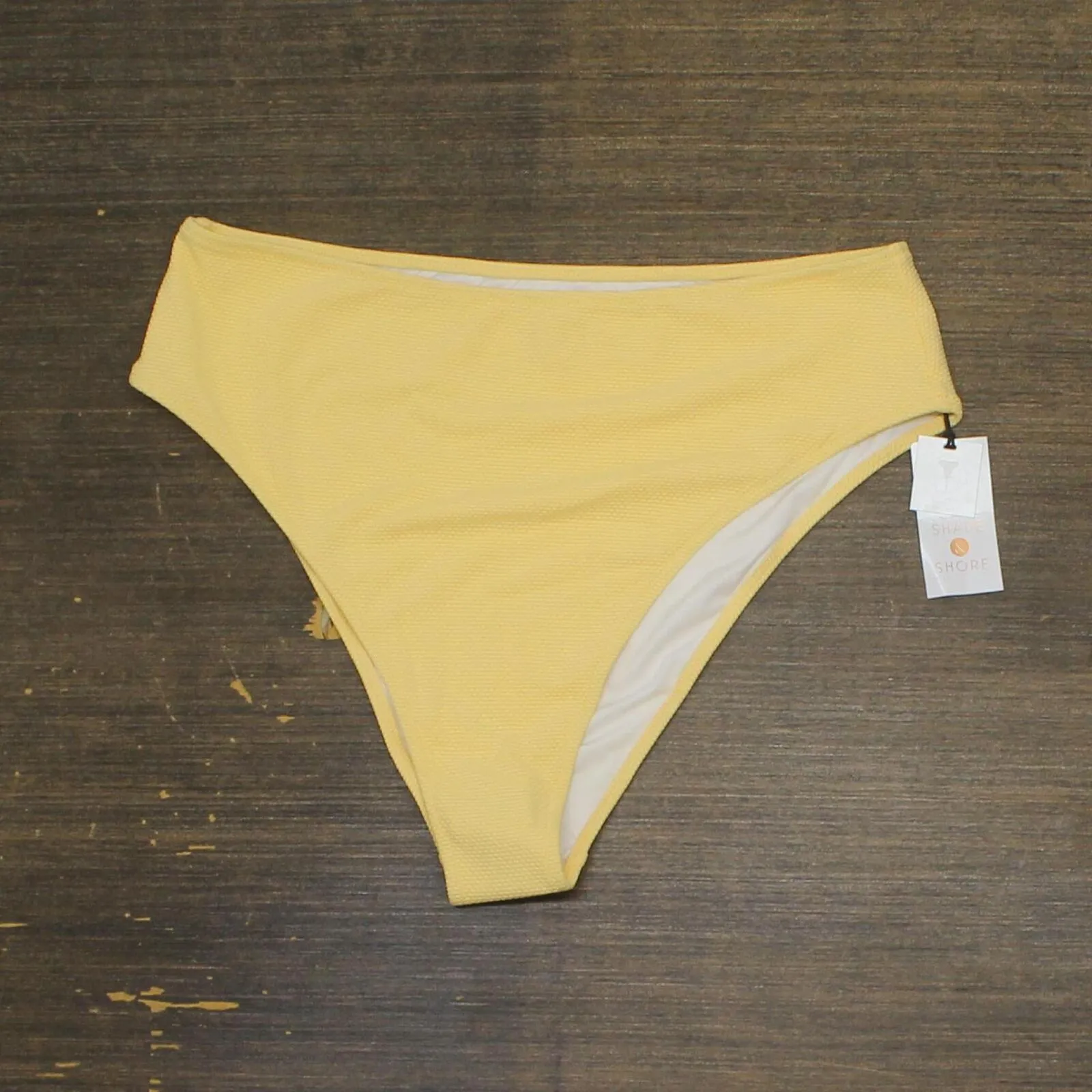 Shade & Shore Pique Textured High Waist High Leg Extra Cheeky Bikini Bottom