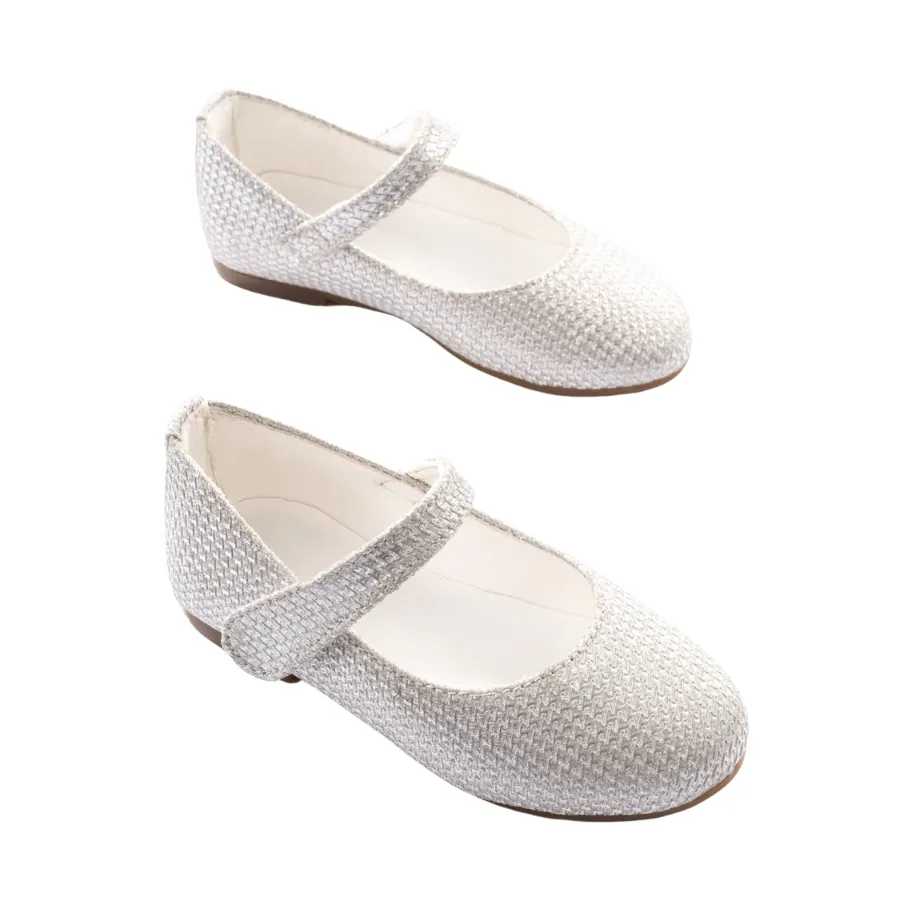 Silver Shimmer Ballerina Flats for Kids