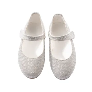 Silver Shimmer Ballerina Flats for Kids