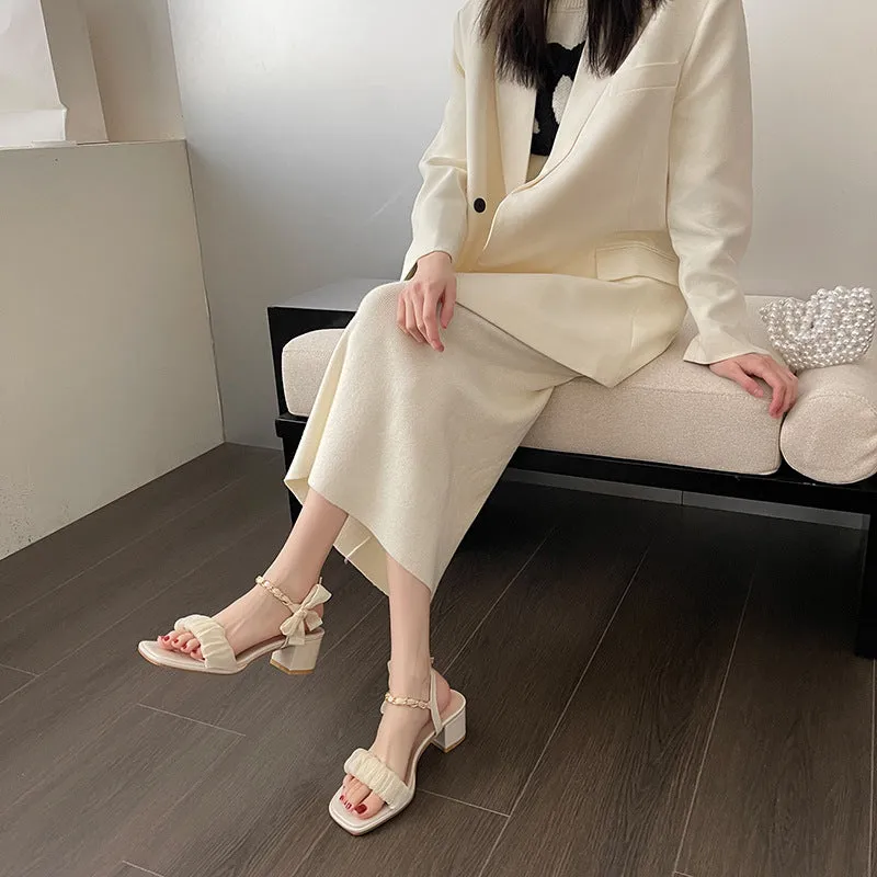 Simple Thick Heel Sandals Comfortable High Heels