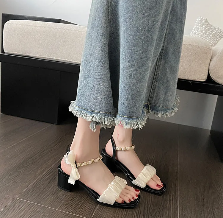 Simple Thick Heel Sandals Comfortable High Heels