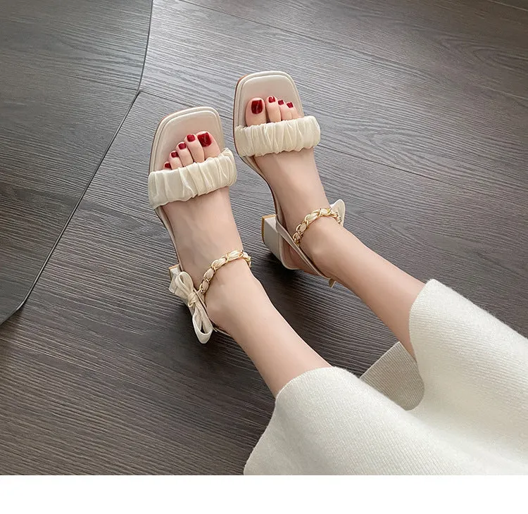Simple Thick Heel Sandals Comfortable High Heels