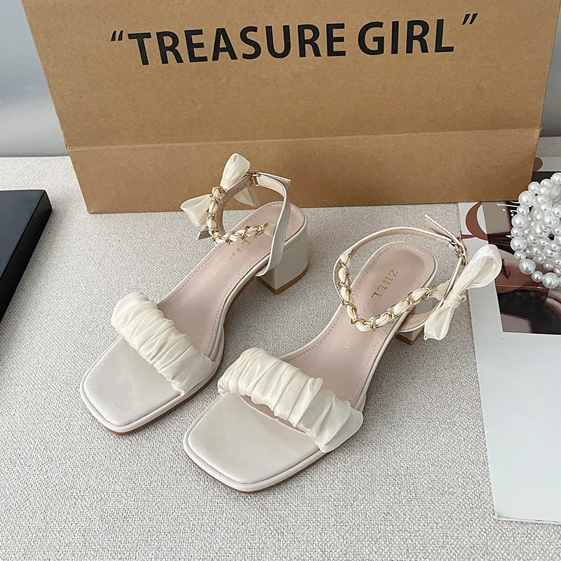 Simple Thick Heel Sandals Comfortable High Heels