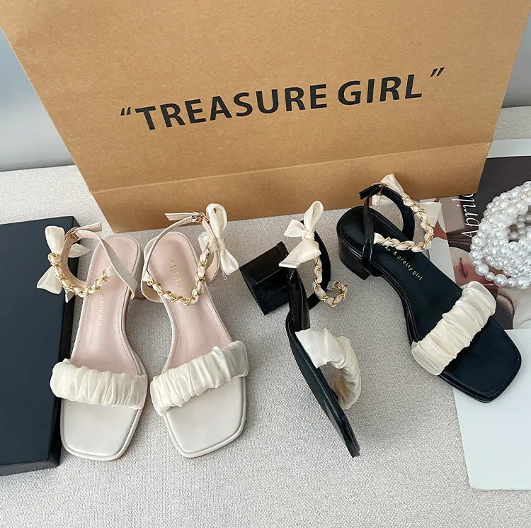 Simple Thick Heel Sandals Comfortable High Heels
