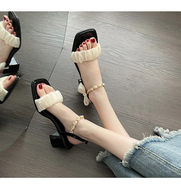 Simple Thick Heel Sandals Comfortable High Heels