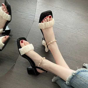 Simple Thick Heel Sandals Comfortable High Heels