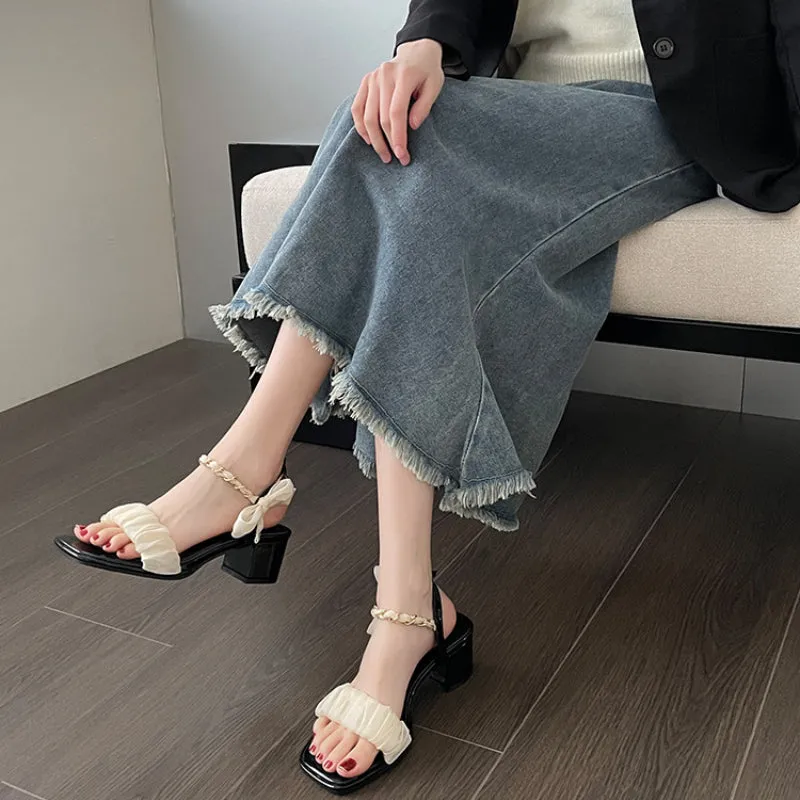 Simple Thick Heel Sandals Comfortable High Heels
