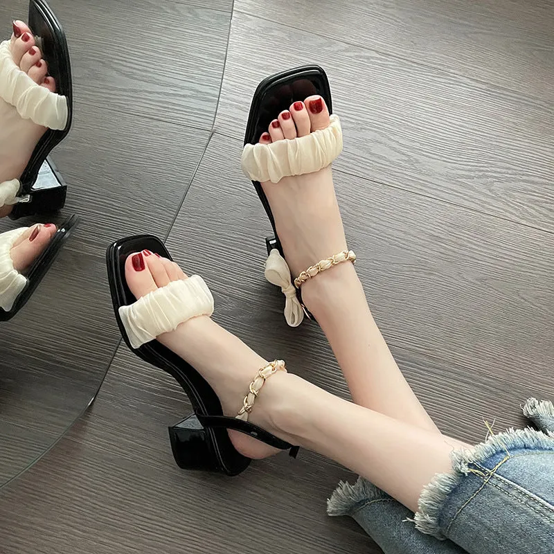 Simple Thick Heel Sandals Comfortable High Heels