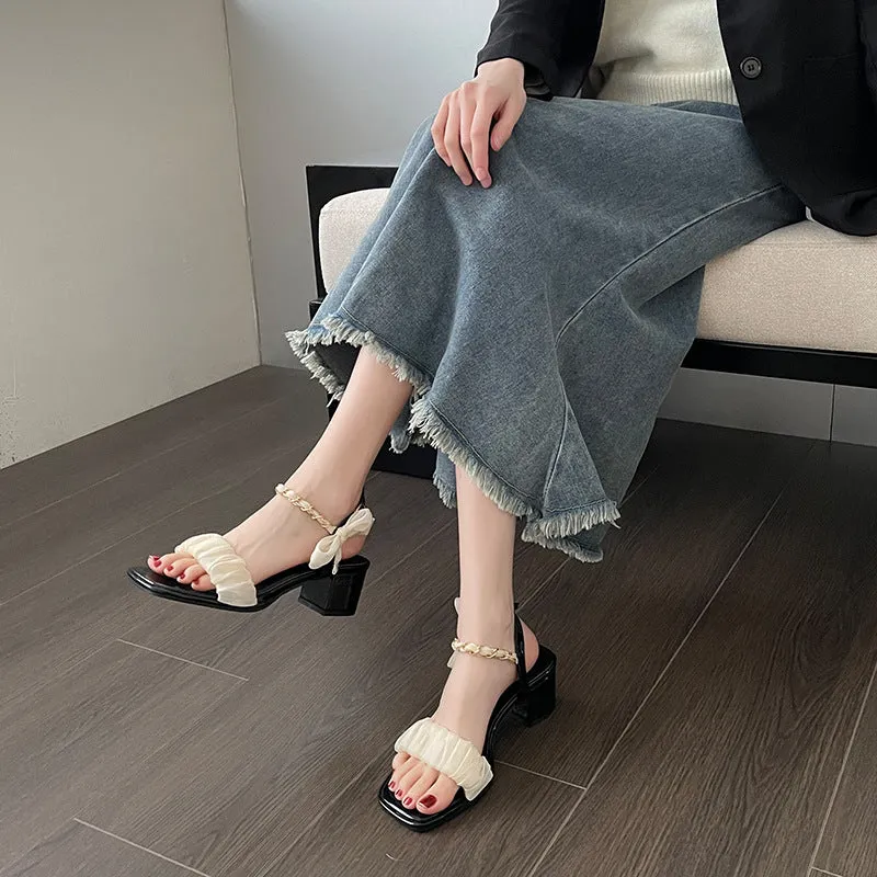 Simple Thick Heel Sandals Comfortable High Heels