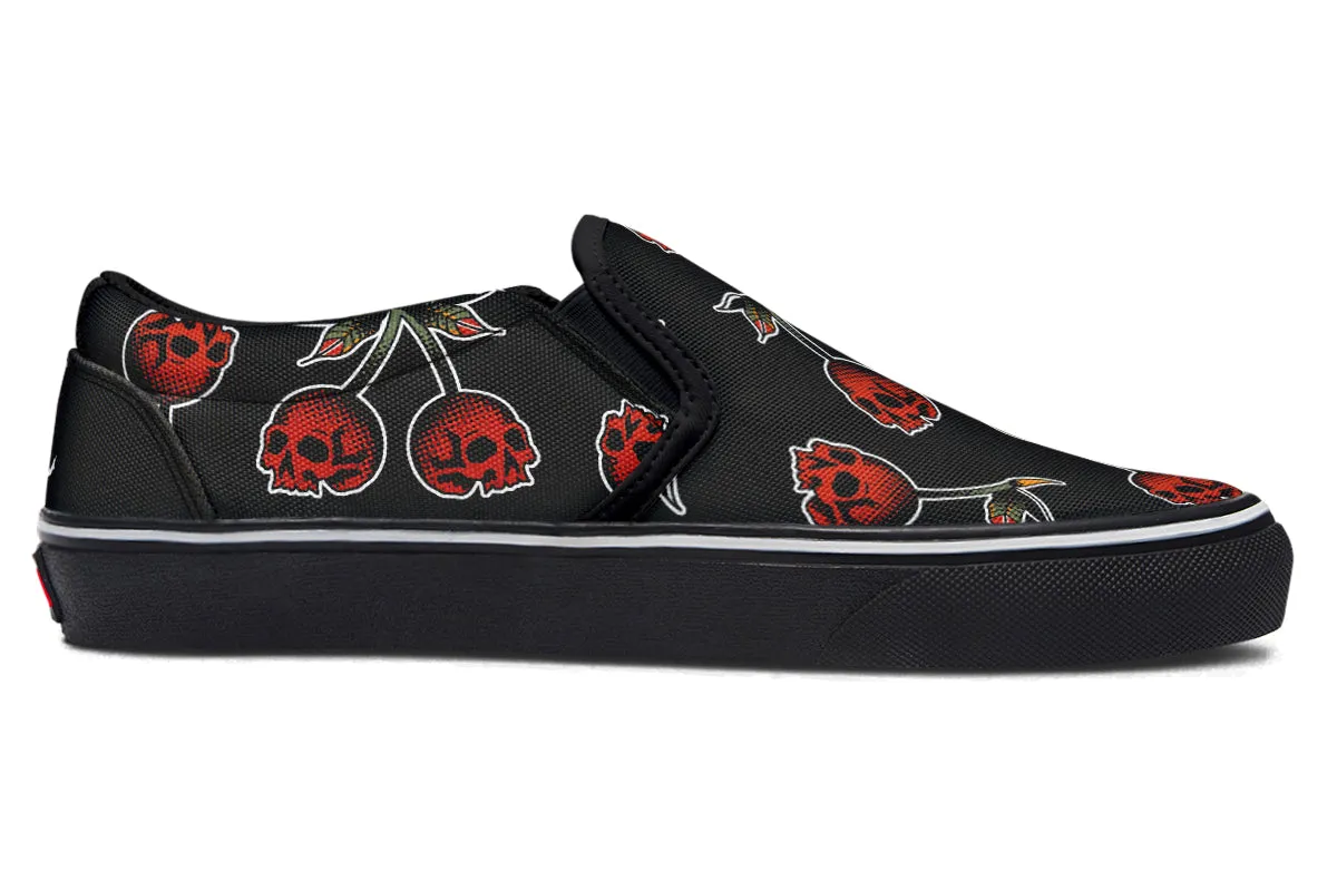 Skull Cherry Slip On Shoes