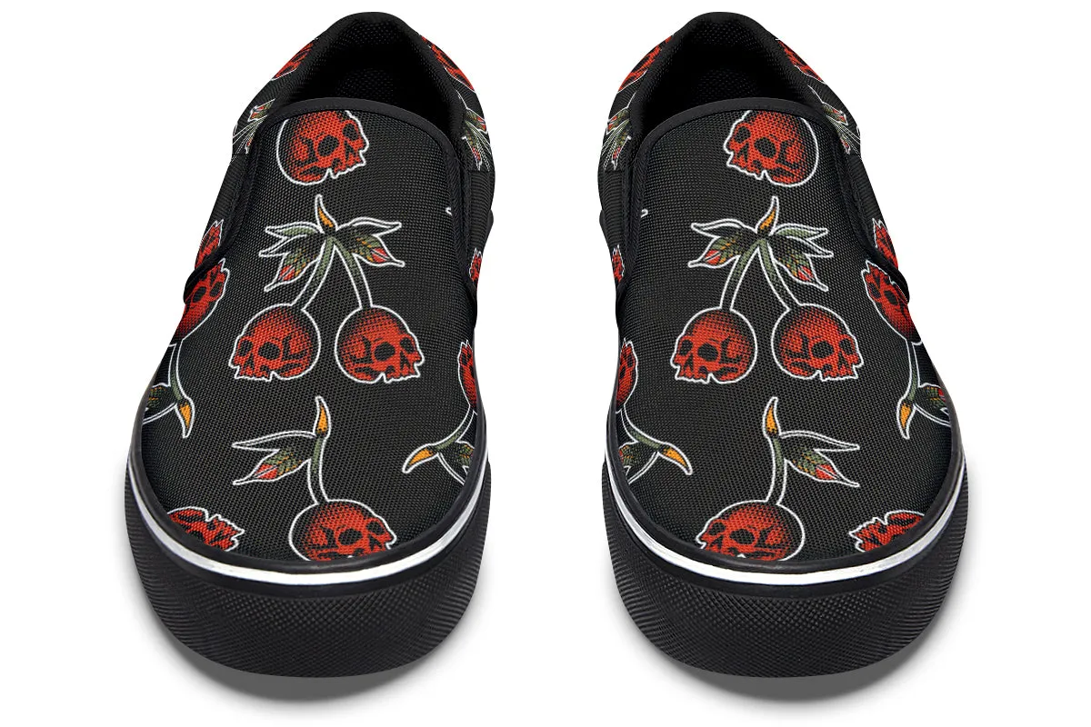 Skull Cherry Slip On Shoes
