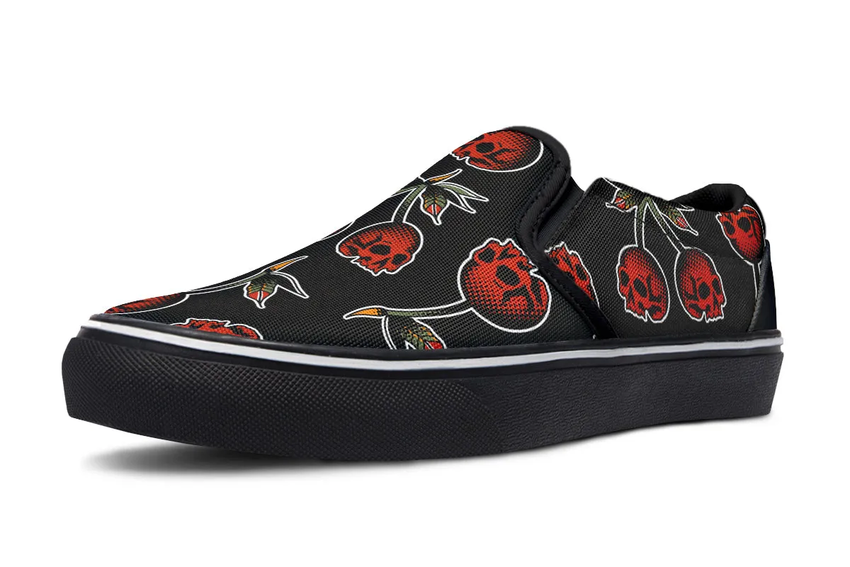 Skull Cherry Slip On Shoes