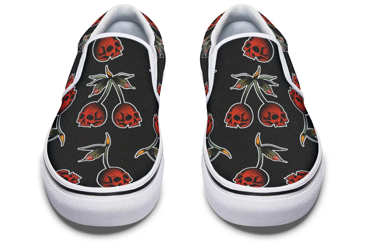 Skull Cherry Slip On Shoes
