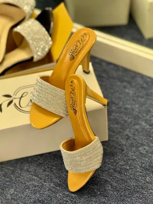 Stone studded nude pencil heels
