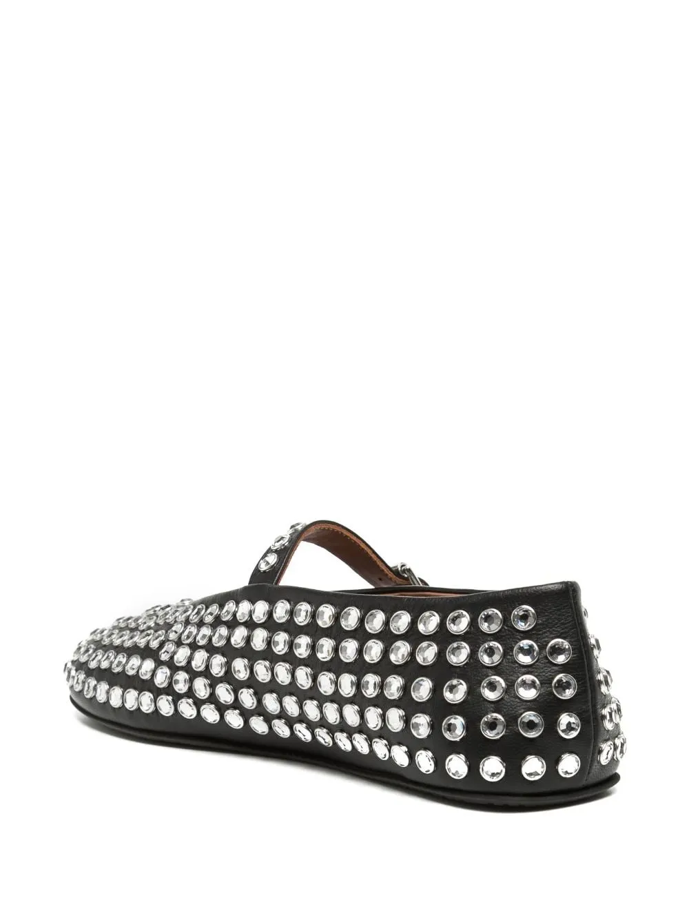 Strass embellished leather flats