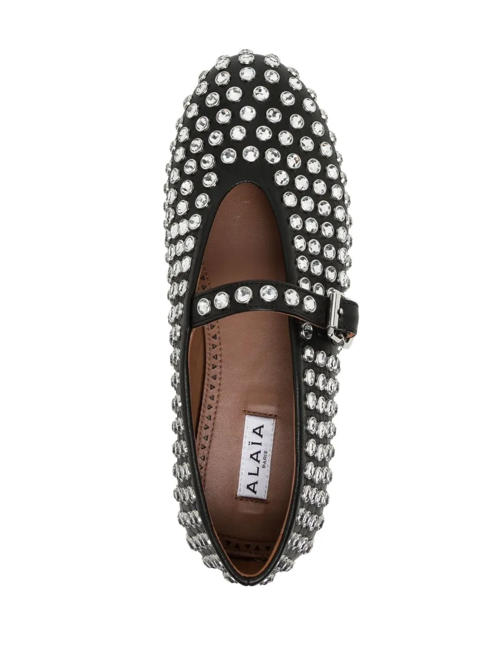 Strass embellished leather flats