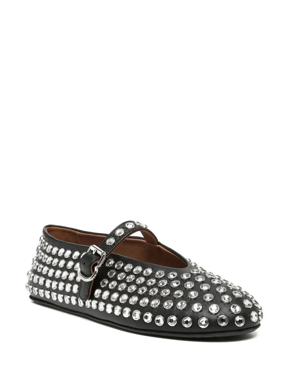 Strass embellished leather flats