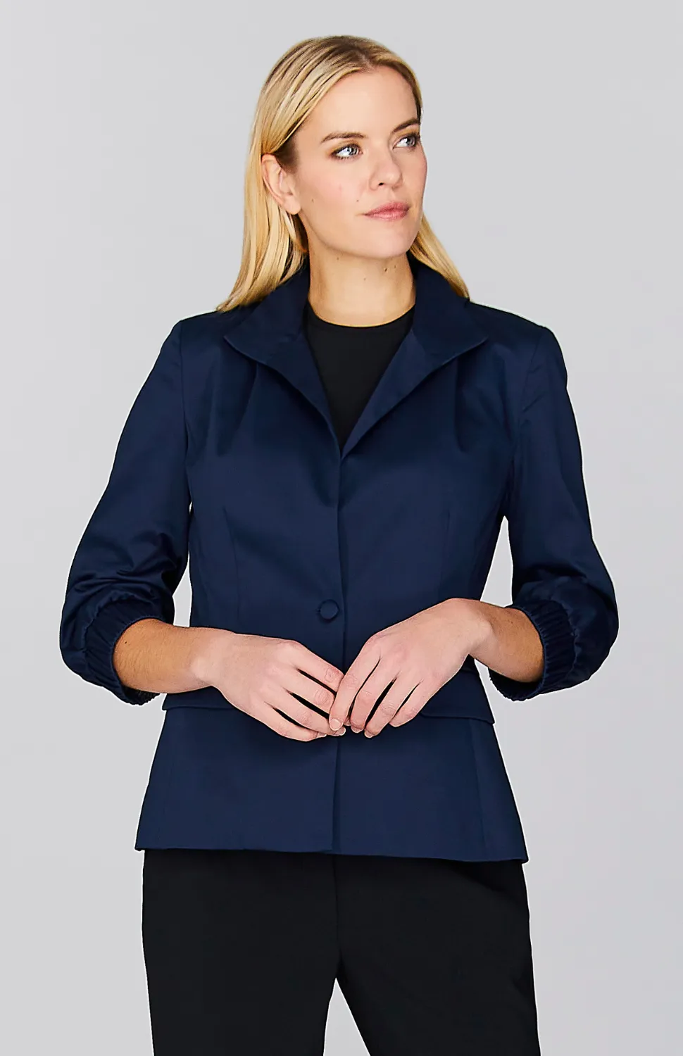 Stretch Cotton High Neck Jacket