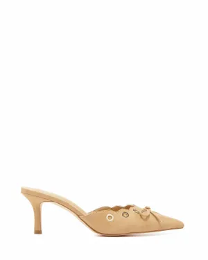 Therapy Shoes Justice Caramel Micro Pump Mid Heel Mules