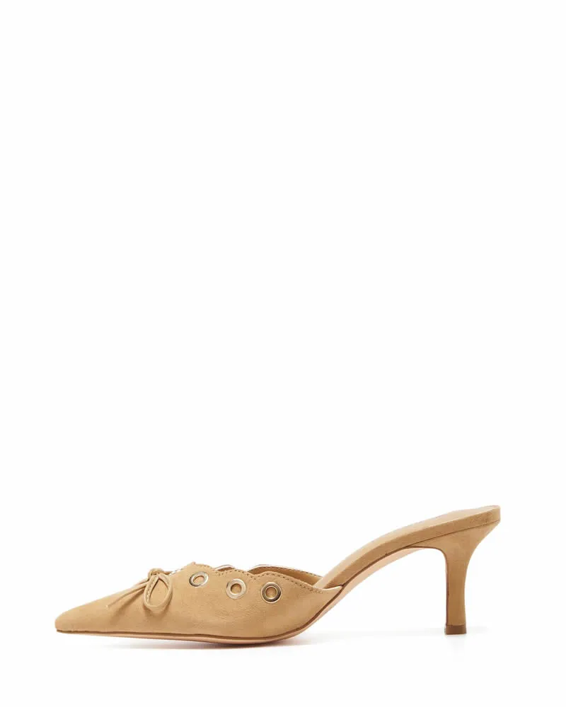Therapy Shoes Justice Caramel Micro Pump Mid Heel Mules