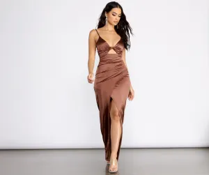 Tina Formal Stylish Satin Knot Dress
