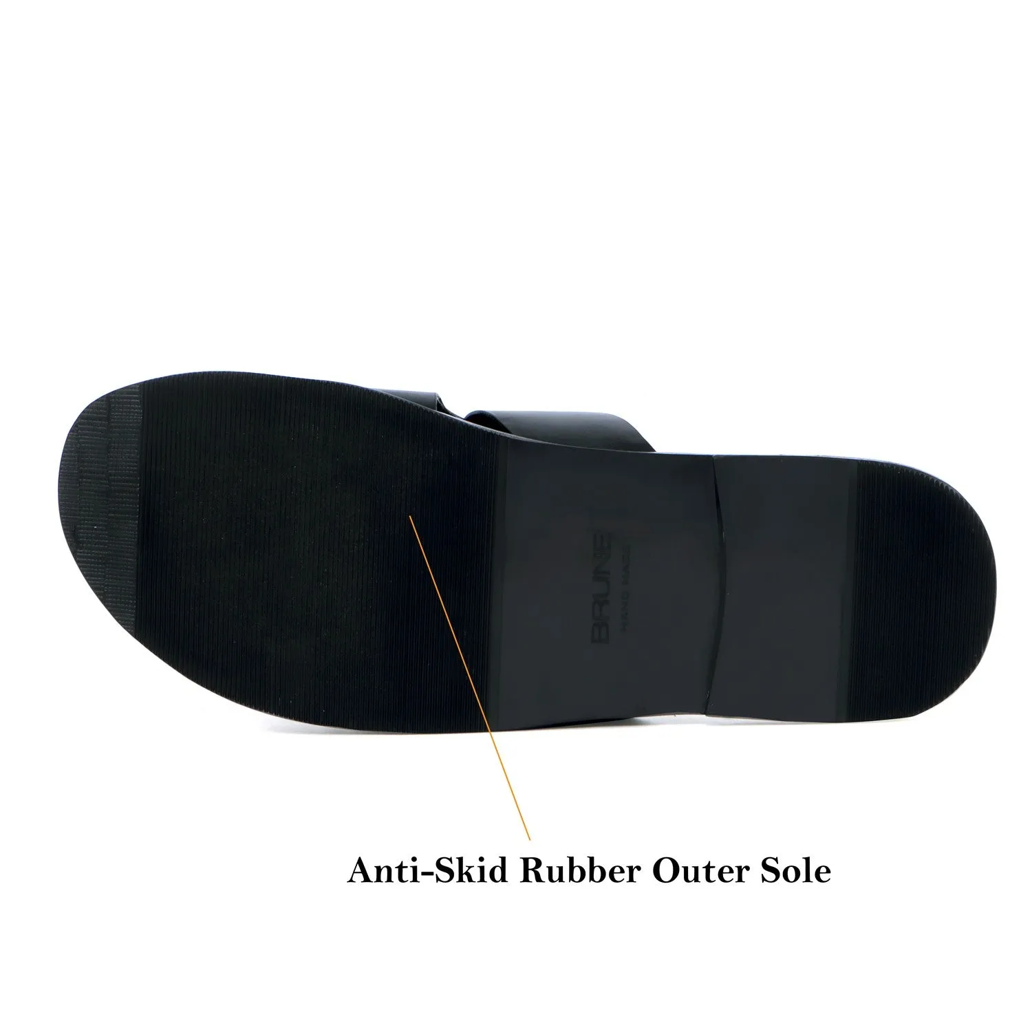 Welt Slippers with Broad Strapped Cut Out Detail Black Leather