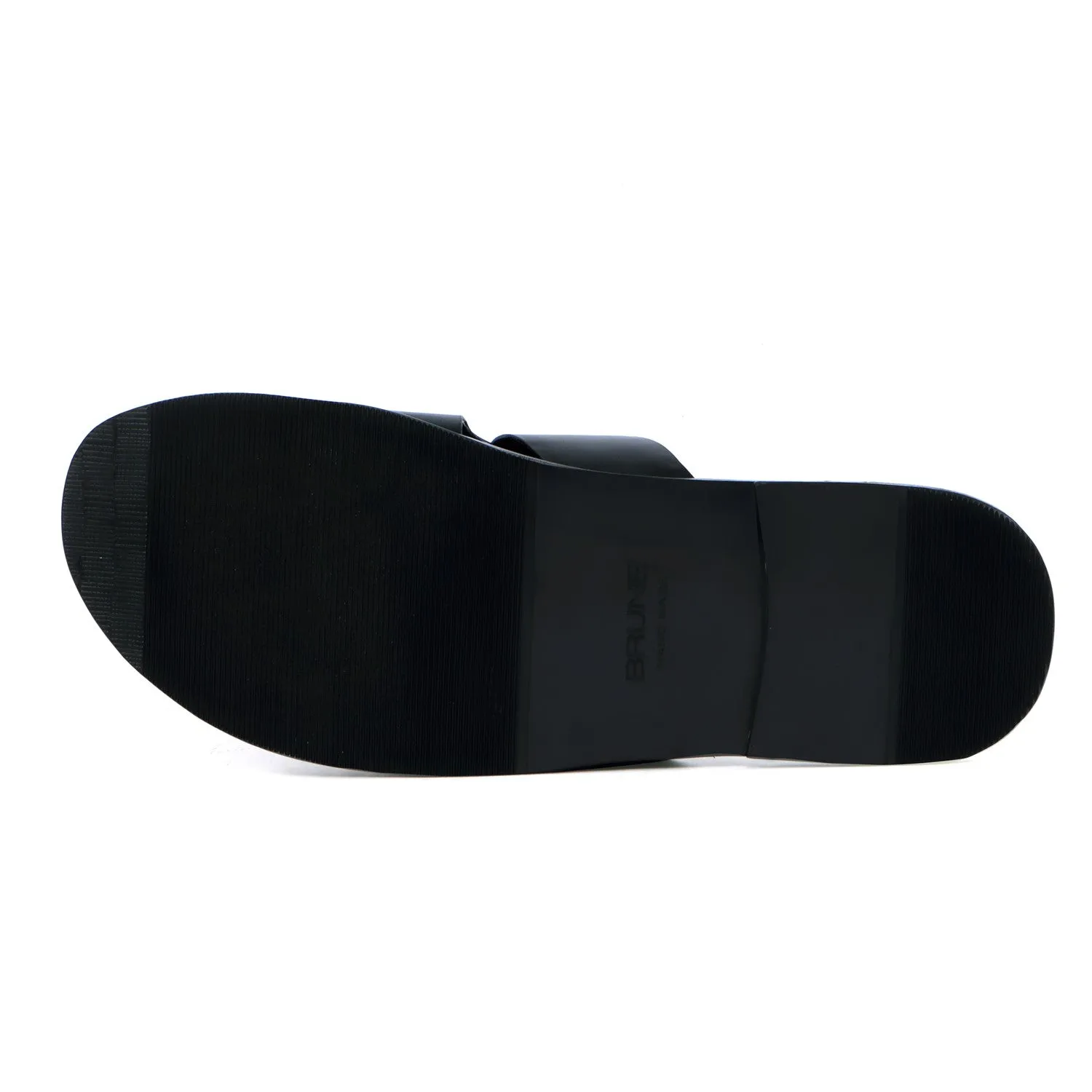 Welt Slippers with Broad Strapped Cut Out Detail Black Leather