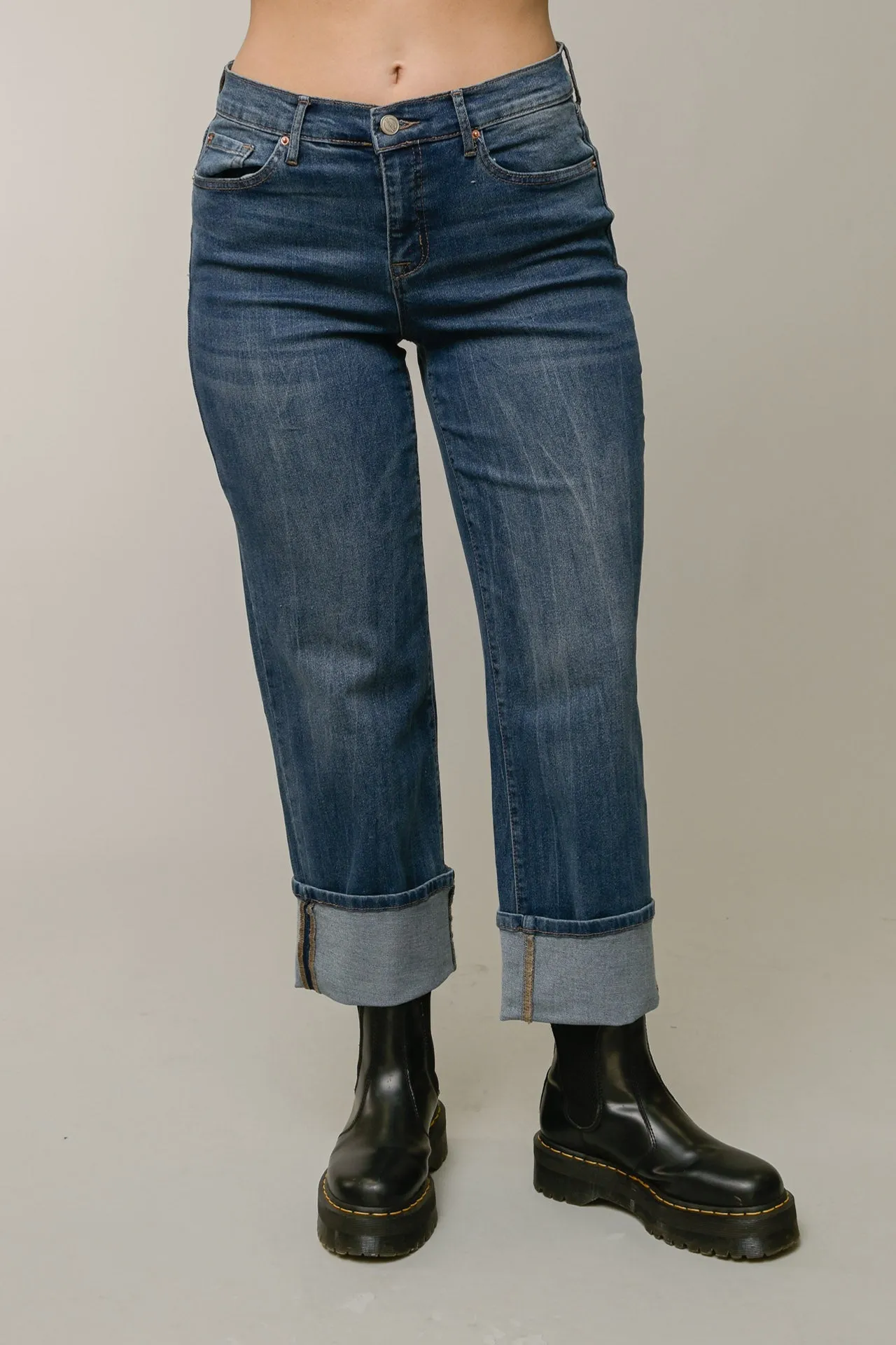 Wide Leg Roll Cuff Denim by Nanette Lepore