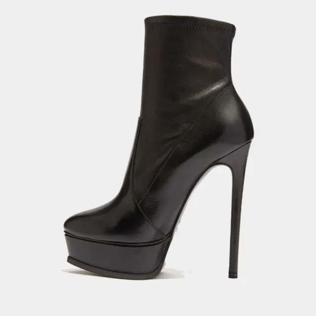 Women Mature Sexy Platform White Red Stilettos Heels Boots