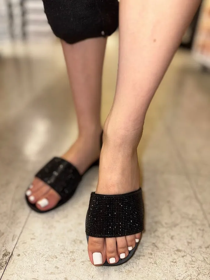WOMEN RHINESTONE SANDAL SLIDE IN. JUSTICE-S